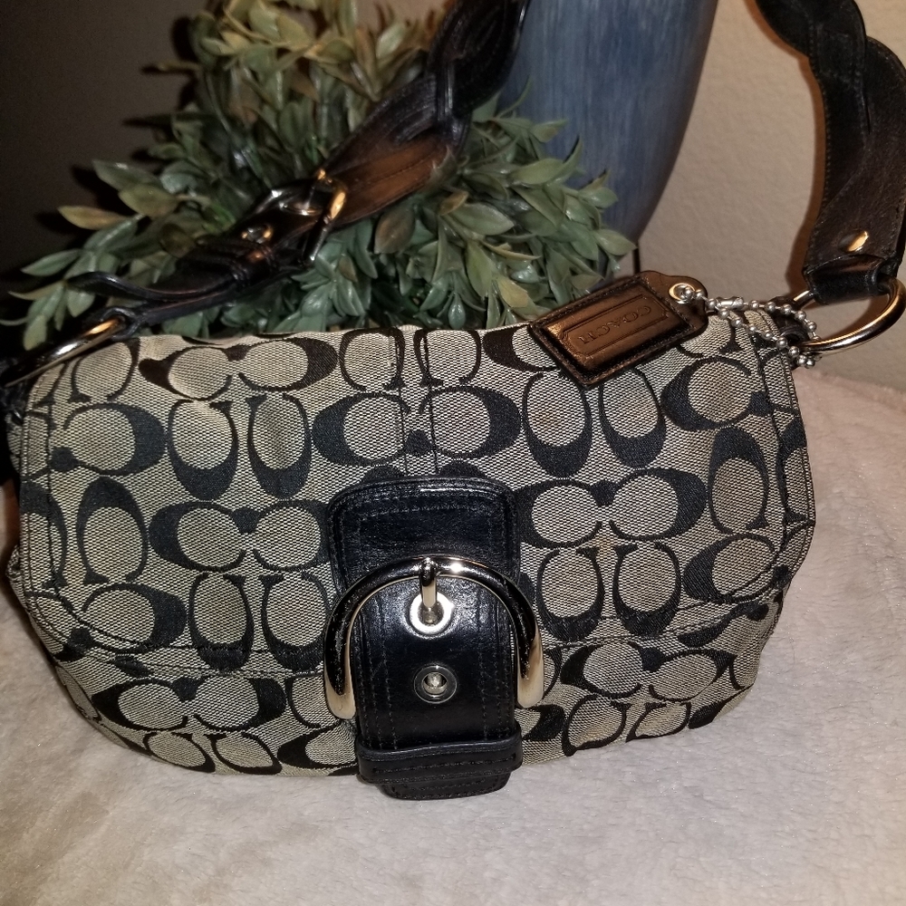 Coach Light Grey with Black Purse